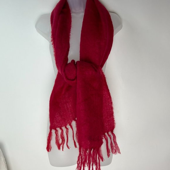 John Hanly Ireland Red‎ Wool Scarf - Picture 4 of 9